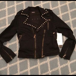 Black Hudson jean jacket with white studs